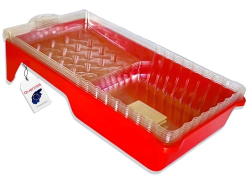 Quercos Bandeja Pintura Rodillo 15x27 cm + 5 Fundas Desechables – Ideal para Pequeñas Reformas, Pintar Puertas, Ventanas, Fachadas – Limpieza Rápida, Cambio Fácil de Pintura