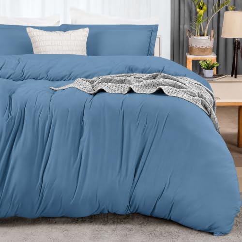 Image of Utopia Bedding Duvet Cover Queen Size - 3 Piece with Zipper Closure - 1 Comforter Cover 90X90 Inches & 2 Pillow Shams 20X26 Inches (Dutch Blue) Comforter Not Included