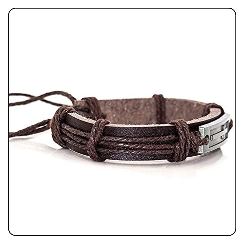 Image of Fashion Cross Tag Bangle Adjustable Leather Cuff Wristband Drawstring Rope Bracelet