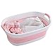 Produktbild Glenmore Wäschekorb Faltbar Plastik, Multifunktionaler Tragbarer Aufbewahrungskorb, Klappbarer Großer Organizer Wäschekorb mit 2 Griffen für Schlafzimmer/Bad/Küche(Rosa)