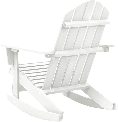 Miniatura 5 de vidaXL Adirondack - Silla mecedora para porche con respaldo alto, silla de patio al aire libre para jardín, césped, porche, terraza, color blanco