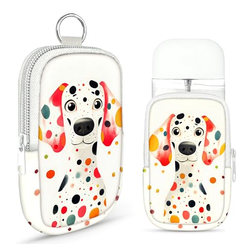 Image of Hand Sanitizer Spray Case, Compatible with Touchland Hand Sanitizer Mist Spray, Portable Mini Pouch, Fashion Accessory Keychain with Snap Hook 1FL. OZ., Spotted Dog