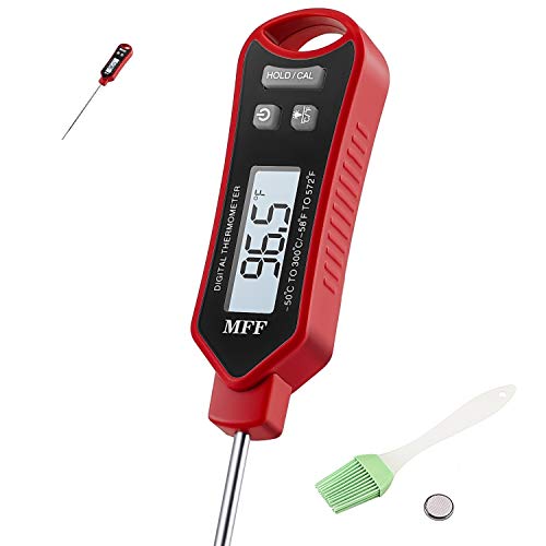 Long Probe Meat Thermometers for Cooking Grilling BBQ Smoking Instant Read Waterproof Digital for Kitchen Temperature for Grill Baking Oil Yogurt Milk Red