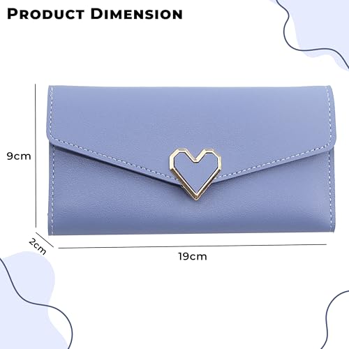 Image of Kraptick Women's Wallet -Stylish and Compact Purse Clutch Wallet for Women, Stylish Card Coin Holder, Debit Card Holder, Money Organizer and Travel Wallet for Women with 13 Slots (Sky Blue)