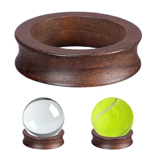 JUXYES Pack of 3 Wooden Sphere Holder Display Stand for Crystal Sport Ball
