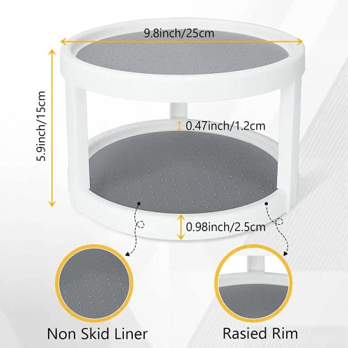 Lazy Susan Organizer, 2 Tier Non Skid Spice Rack Turntable,360 Degree Rotating Seasoning Organizer, 10-Inch Spinning Organizer For Pantry Cabinet, Kitchen, Countertop, Vanity Display Stand #TOP2