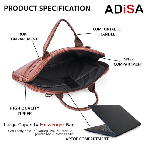 Image of ADISA Laptop Messenger Office Bag Briefcase for Work for Men