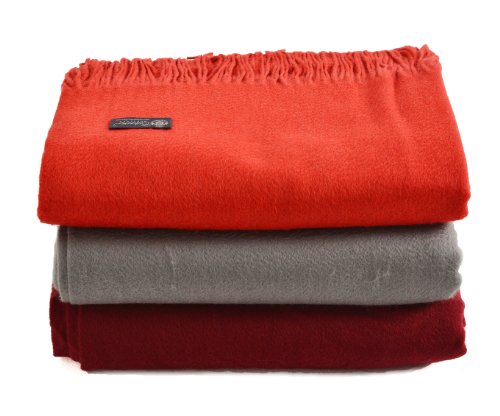 Cashmere Boutique: 100% Pure Cashmere Throw Blanket (Color: Burnt Orange, Size: 52" X 72") #TOP1