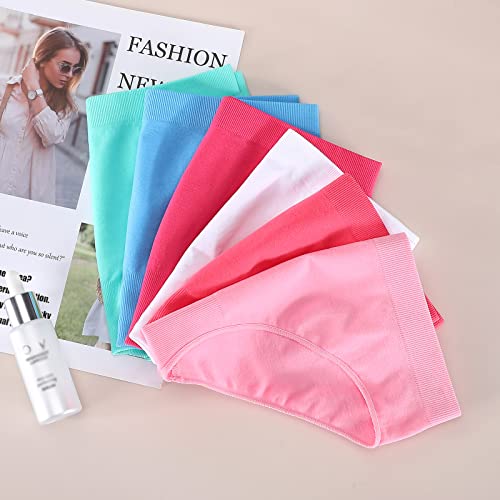 Mik-Que Girls Comfortable Seamless Underwear Hipster Panties Multipack Sizes 6/8/10/12 (L, 6 Colors) #TOP1