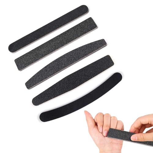 5 Piezas Lima Uñas, Manicura, Limas de uñas profesionales,Limas 100/180 de Doble Cara Lavables,para Manicura y Pedicura,Naturales y Gel Acrílico, para Uso Doméstico y Salón, Negro