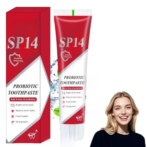 OIXYA SP-14 Pasta dental probiótica para blanquear los dientes, 1 unidad Blanqueamiento dental intensivo, 10 probióticos para blanquear los dientes, aliento fresco, sin flúor, encías sanas (100 g)