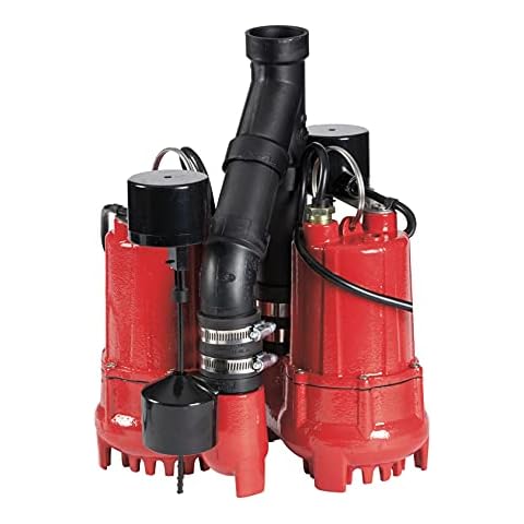 Red Lion RL-SC33DUP 115 Volt, 1/3 HP, 6000 GPH Dual Automatic Cast Iron Sump Pump System with 10-Foot Cord, Red, 14942771 Cover