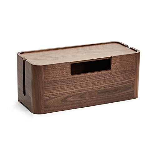 Scatola per la gestione dei cavi, grande capacità, coperchio magnetico, design in legno di noce per casa e ufficio, per organizzare cavi e disordine, soluzione elegante e funzionale