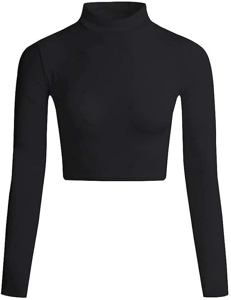 white cropped mock neck