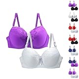 Damen-BHs aus Spitze, volle Abdeckung, bequeme und luxuriöse Dessous, modisch und vielseitig, atmungsaktiv, einfarbig, Bralettes mit gepolsterter Stützbralette, 2 Stück, dunkelblau, 95C