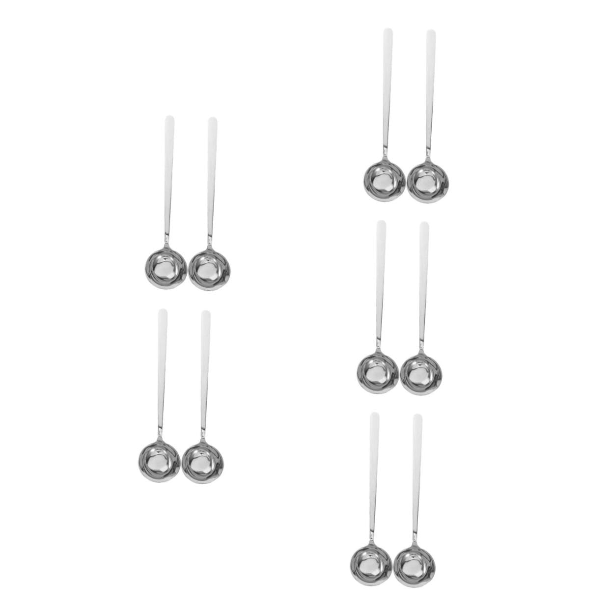 ABOOFAN 10 Piezas Mango Largo Con Cuchara Redonda De Oblicuo Cucharón Para Salsa De Acero Inoxidable Cuchara De Agitación Cucharón De Metal Acero Inoxidable 316 Plata