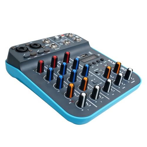 Image of KADENCE KY4 Audio Mixer 4-Channel- Compact Audio Mixing Console with Bluetooth, USB Sound Card, 48V Phantom Power, MP3, Recording, Podcast, Karaoke, DJ, Streaming & Live Performance (KY4)