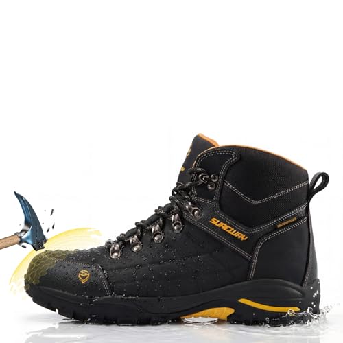 Image of SUREWAY Men's 6 inch Soft /Steel Toe Lightweight Waterproof Work Boot - Leather,Lace Up,Oil /Slip Resistant Dual-Density Comfortable EH Construction Industrial Ankle Safety Men Work Boots,Roofing, Hunting