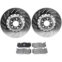 Alpaca Made in Germany OEM Front Brake Kit Drilled 2 Piece Composite High Carbon Alloy Vented 400mm 5 Lug 36mm Thick Disc Rotors & Genuine Pad Set For BMW F10 M5 F12 F13 M6 F06 M6 Gran Coupe