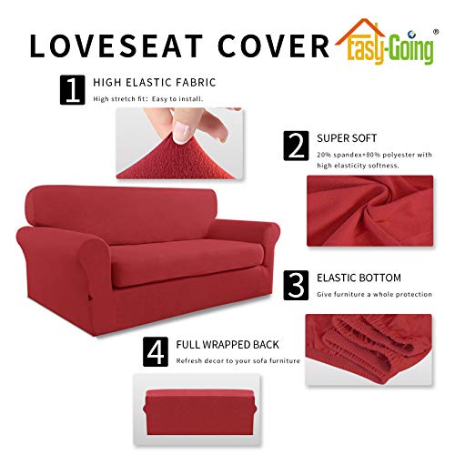 Image of Easy-Going 2 Pieces Stretch Loveseat Couch Sofa Slipcover Washable