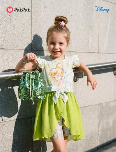 Image of Disney Princess Frozen Elsa Minnie Mouse Stitch Toddler Girl Romper With Skirt Overlay Summer Jumpsuit with Bow 2-6 Years