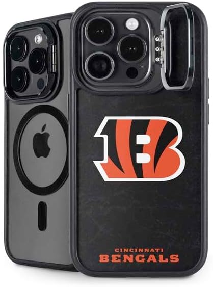 Skinit Kickstand Phone Case Compatible with iPhone 15 Pro - Officially Licensed NFL Cincinnati Bengals - Distressed Design