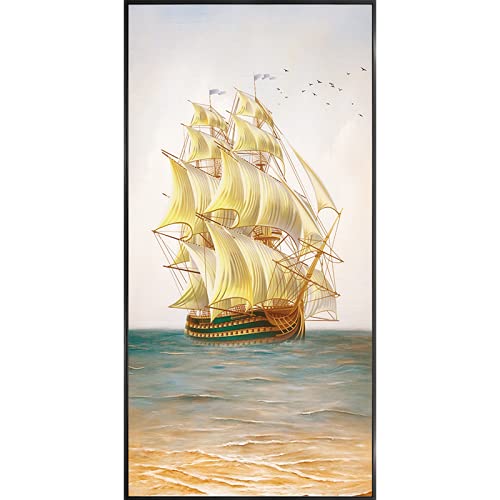 Peinture diamant grand navire 5D kit complet de broderie 50x140cm