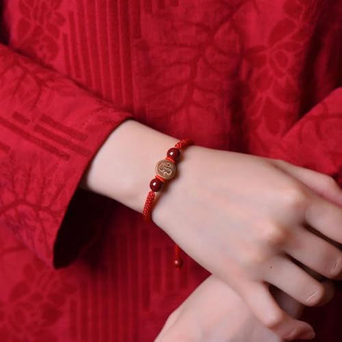 2025 New Year of Snake Red String Bracelet, New Chinese Zodiac Peach Wood Red Rope Bracelet Hand Woven, Year of The Birth Ethnic Style Jewelry Snake Bracelet for Chinese New Year Gift4