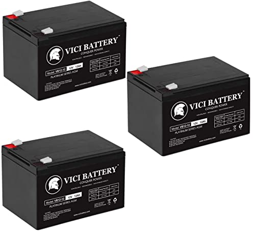 VICI Battery 12V 12AH Compatible Battery for 6-DZM-12 APC Scooter Medical - 3 Pack Brand Product