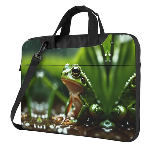 Sac à main ordinateur noir imprimé grenouille original et poignée robuste