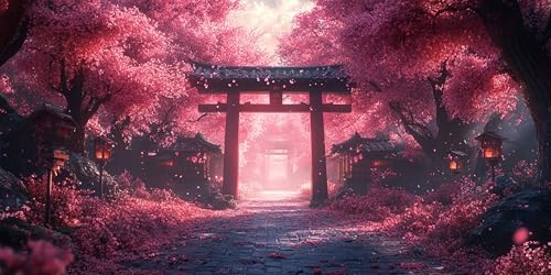 ダイヤモンドアート 桜 ダイヤモンドアート 手芸キット上級者絵画 鳥居 大きいサイズ 140x70CM 手芸 5D DIY Diamond Art 絵画 インテリア 壁飾り クリスタル全面貼り付けタイプ クロスステッチ刺繍 キット 家用装飾 プレゼント Z