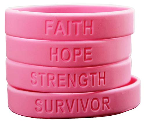 Tytroy (144 Piece Pink Breast Cancer Awareness Faith Hope Ribbon Strength Survivor Bracelet