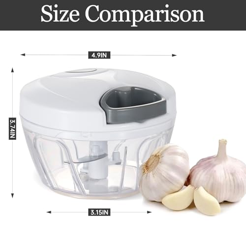 Cambom Manual Food Chopper Vegetable Cutter, Hand String Vegetable Chopper Onions Cutter for Vegetable Fruits Nuts BPA Free Food Safe Material, 550ml White - Thumbnail 4