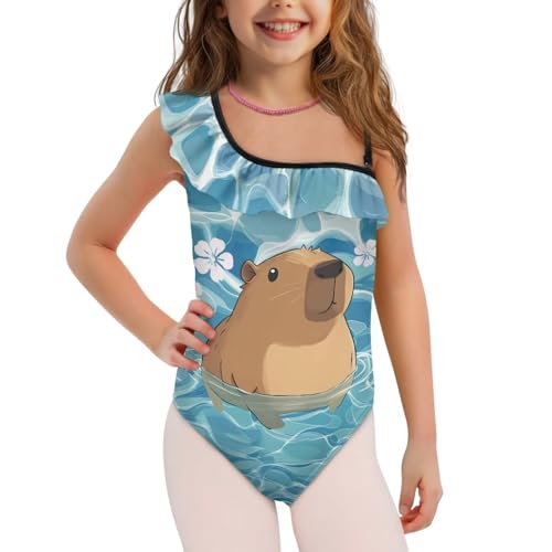 Image of Girls One Piece Swimsuits Size 3-14 Trendy Ruffle Bathing Suit Casual Hawaiian Summer Beach Swimwear