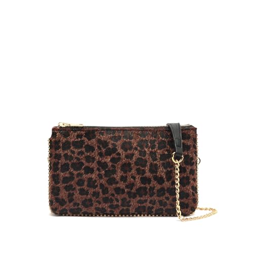 MISAKO Leopardina bolso de fiesta pequeño animal print Mujer - Leopardina Marrón 14x23x2cm