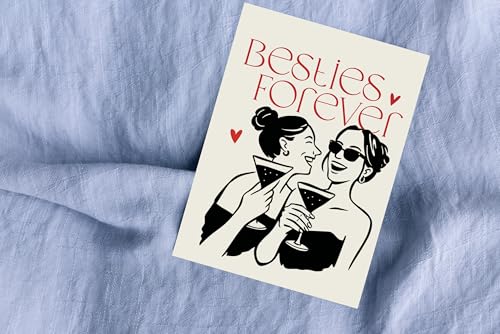 WBdesignz Grußkarte „Besties Forever“ mit Umschlag - Freundschaftskarte - Karte für beste Freundin, Geburtstag, Mädelsabend oder einfach so (DIN A6)