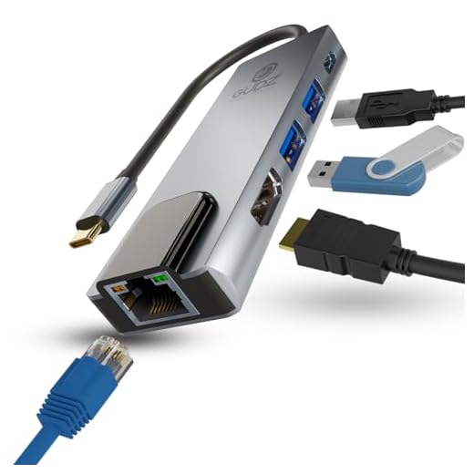 Hub Adaptador Dockstation 5 Em 1 USB Tipo C Multiportas Saidas RJ45 HDMI Ethernet USB 3.0 USB 2.0 Compatível NoteBooks, Laptop e Smartphones | MacBook Pro Air | GUDZ