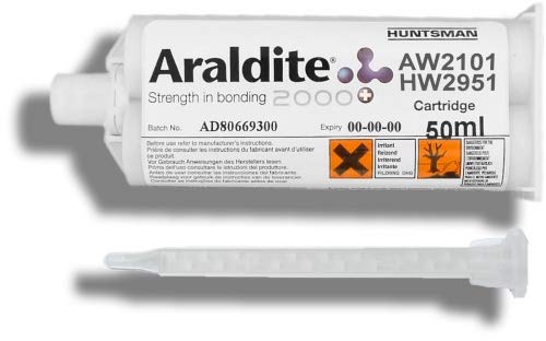 Araldite AW 2101 / HW 2951 | 50 ml Doppelkartusche mit ZMS | Araldite | Huntsman | Zwei Komponenten Kleber 2K Klebstoff | Klebstoffkartusche | Epoxid Kleber Epoxid Klebstoff Epoxid Harz