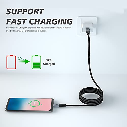 Xyyzyz Usb C Cables [6.6 Ft 2 Pack ] 60W 3.1A Pd Type C Fast Charging Cable Type C Charging Cord Compatible With Samsung Galaxy, Macbook Air/Pro, Ipad Pro, Ipad Air 2020, Pixel - Black #TOP1