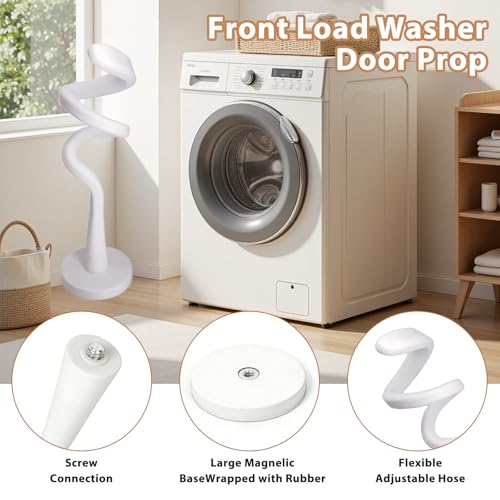Houlishu Magnetic Washer Door Stopper & Holder Strong Flexible Prop to Keep Front Load Washer/Dryer Door Open Fits LG Samsung Laundry Accessories (White)