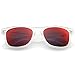 Matte Frosted Frame Reflective Colored Mirror Lens Horn Rimmed Sunglasses 54mm (Frost/Red Mirror)