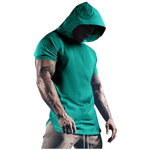 Men's Casual Short Sleeve Hooded T-Shirt Lightweight Plain Summer