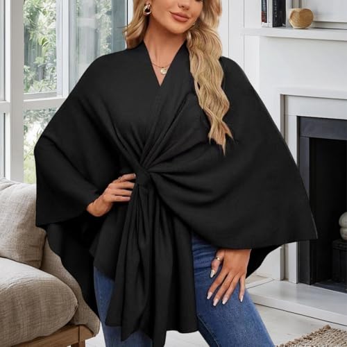 Cárdigan casual abrigo elegante capa de chal ligera para mujer 3