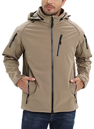 Tacvasen Men's Waterprooft Ski Snow Jacket Hiking Military Hunting Outdoor Jacket Khaki, L #TOP1