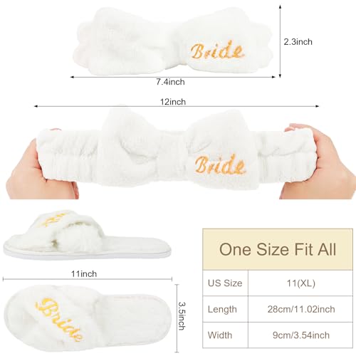 Jaciya Bridal Shower Gifts Bachelorette Party Favors Bride White Slippers Bride Spa Headband Set Bachelorette Gifts for Bride3
