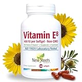 NEW ROOTS HERBAL Vitamin E 400 IU Capsules | Vitamin E8 Supplement (120 Softgels) with All 8 Types of Vitamin E | 4 Tocopherols & 4 Tocotrienols for Women & Men