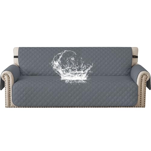 YSTELLAA 100% Impermeable Funda Sofá 3 Plazas, Funda Sofa Anti Gatos Y Perro Mascotas Verano, Sofa Cover Antideslizante Antimanchas Lavable, Gris Oscuro