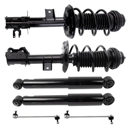 TRQ Front and Rear Suspension Kit Complete Strut & Coil Spring Assembly Shock Absorber Sway Bar Stabilizer Link Compatible with 2012-2017 Fiat 500