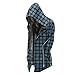 Men's Down Jackets & Coats, Thickened Zipper Winter Jackets With Hood Plaid Print Long Sleeve Plus Size Jacket (XXL, Blue)