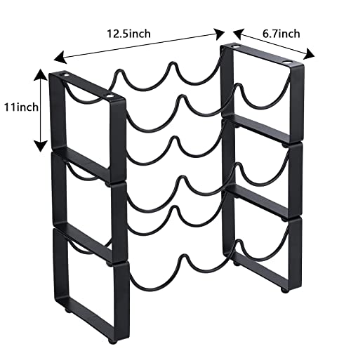Scdgrw Wine Racks Countertop 3 Tier Stackable Wine Rack Tabletop Metal Wine Storage Stand, Cabinet Wine Holder Wine Storage Shelf, Hold 9 Wine Bottles, Bottle Storage Racks Fit Bar, Cabinet #TOP1
